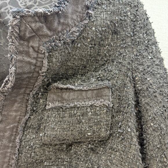 Nanette Lepore Jacket Women's M Black Sequin Accents Denim Trimmed Lined NWT - Picture 4 of 12
